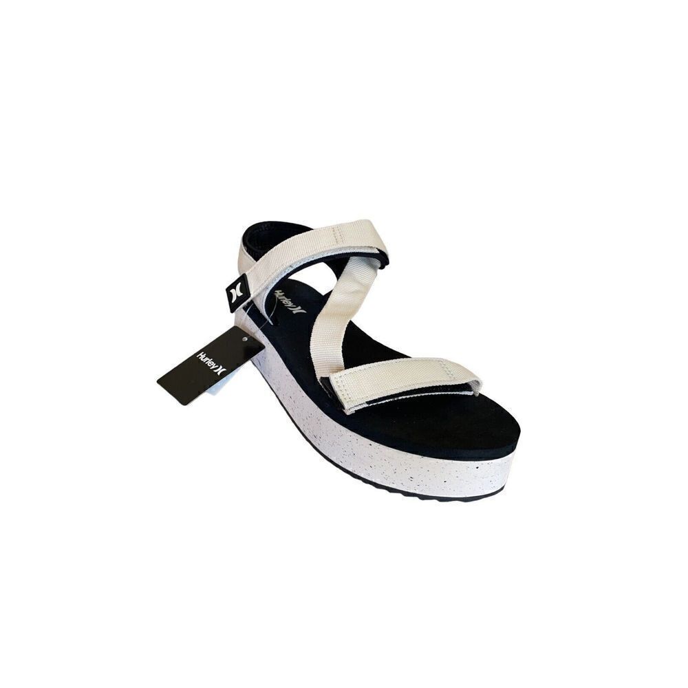 Hurley Zesty Platform Strappy Sandals Womens Size 11 Off White Adjustable NEW